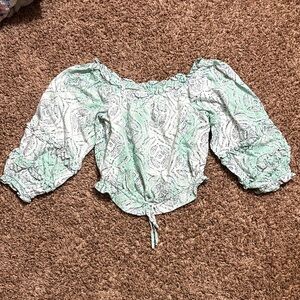 LC Lauren Conrad Mint Green Patterned Blouse